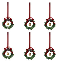 8-Inch Christmas Wreath with Red Berries and Burlap Bow
