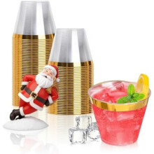 237 ml gullfargede plastfestkopper, 100-pakning