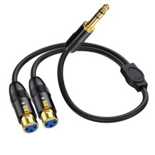 Doppeltes XLR-Buchsen-auf-6,35-mm-TRS-Stereo-Stecker-Y-Splitterkabel (2 XLR-Buchsen-auf-6,35-mm-Adapter-Patchkabel)