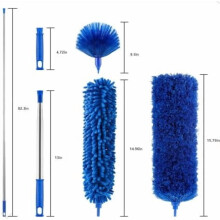 Plumeau en microfibre avec manche télescopique, lot de 5, bleu