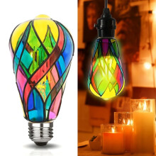 LED stained glass light bulb colored 1 pack