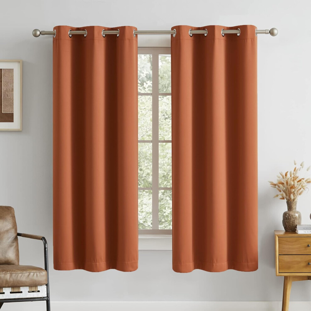 Short Purple Curtain Panels for Girls Room 38 by 45 Inch Length Solid Energy Efficient Room Darkening Bedroom Curtains Thermal Grommet
