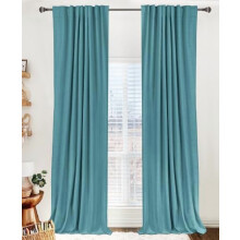 Linen Blackout Curtains 50 x 84 in, 2 Panels, Dark Cyan