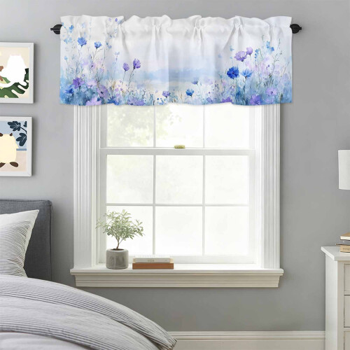 Akvarell Blå Vårblomma Kapell 122x43 cm