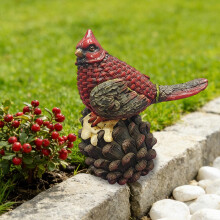 Statue d'oiseau rouge pour jardin, décoration extérieure, ornement pour cour, pelouse, branches d'arbre, oiseau en résine artisanale