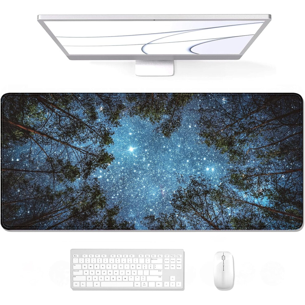 Xl Gaming Desk Pad 31.5X11.8", Waterproof, Stitched Edges, Non-Slip, Silent Night Sky Design 9485826460800