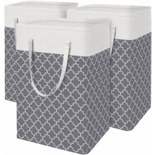 3-Pack Freestanding Waterproof Laundry Basket, Collapsible 88L Hamper with Carry Handles, Clover Grey – compatible with home & dorm