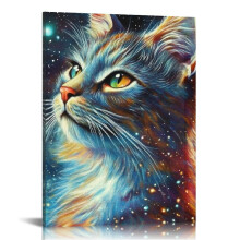 Modern Csillagmacska Vászonkép 30x40 cm – Sötét falikép hálószobába, fürdőszobába, nappaliba és irodába