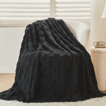 Super Soft Throw Blanket Black Premium Silky Flannel Fleece 3D Checkered Lightweight Bed Blanket All Season Use (Black Checkered, Throw(50"x70"))