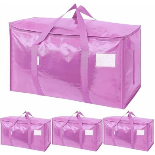 Extra Large Heavy-Duty Moving Bags 4-Pack Pink