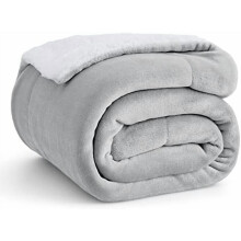 Sherpa Fleece Throw Blanket for Couch - Thick and Warm, Soft Fuzzy Plush Throw Blanket for Winter, Light Grey, 50x60 Inches