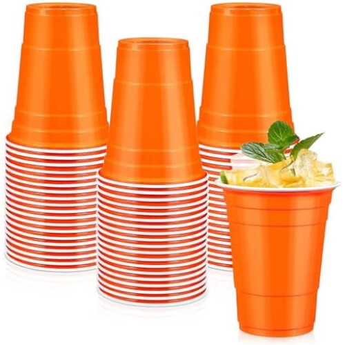 100Orange 16oz Einweg-Plastikbecher