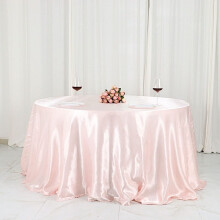 Blush Satin Round Tablecloth 132 in