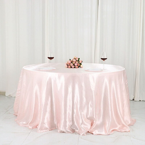 Blush Satin Round Tablecloth 132 in