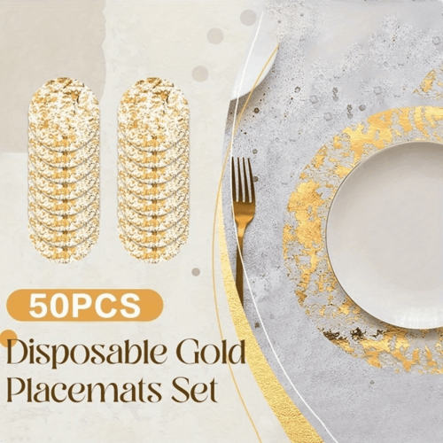 Gold Foil Mesh Placemats 13 Inch 50 Pack