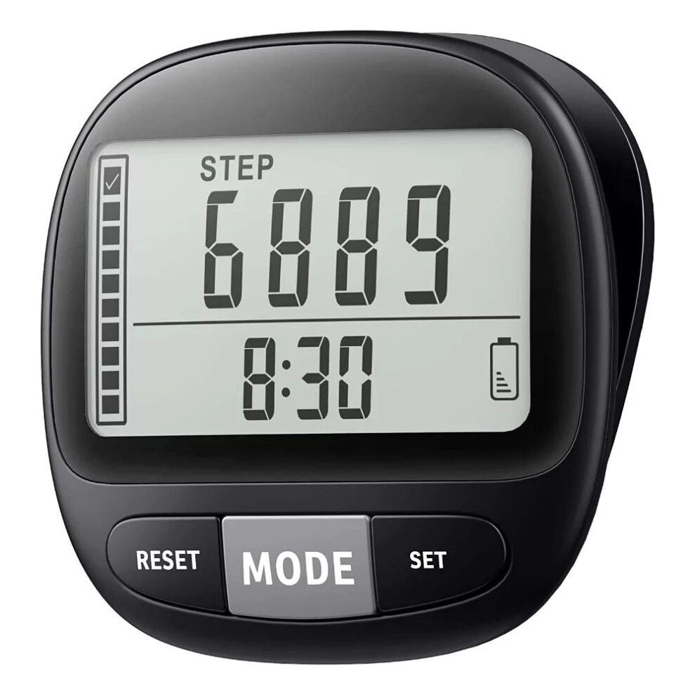 Black Calorie Counter Daily Target Monitor 3D Tri-Axis Sensor Pedometer Clips With Lanyard