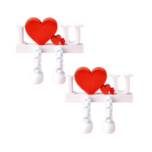 Valentijnsbeeldjesset met beweegbare hartsculptuur (3 stuks)