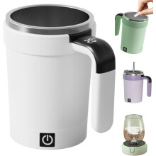 Mug à café à agitation automatique avec couvercle et poignée, base amovible, compatible avec le café, le chocolat chaud, le lait et le thé.
