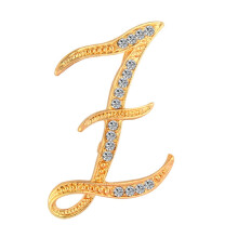 Broche unisexe en strass avec lettres de l'alphabet anglais AZ (1 pièce)