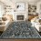 5x7 Black Botanical Washable Area Rug 1