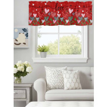 Cantonnière fleurie en forme de cœur pour la Saint-Valentin, 152 x 46 cm, avec passe-tringle, idéale pour la cuisine, la chambre, la salle de bain