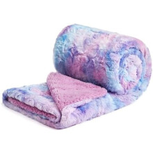 Faux Fur Sherpa Throw Blanket 40 x 50 in Purple Rainbow