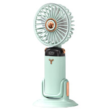 Portable 720 Rotating USB Fan, Wall-Mounted & Handheld, Foldable, Type-C Fast Charging, 4000mAh, Silent, Mint Green