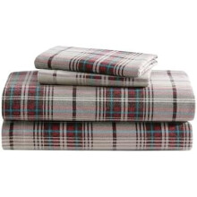 Draps en flanelle, format standard, en coton anti-boulochage et infroissable, doux et confortable en toutes saisons – motif à carreaux rouges
