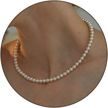 Ronde parelketting van 6 mm voor dames, witte imitatieparelketting, choker, ideaal als huwelijksjuwelencadeau.