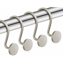 Nickel Shower Curtain Hooks – Heavy-Duty Metal, 12-Pack