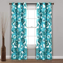 Floral Sheer Curtains, Polyester, 52" x 84", Pair