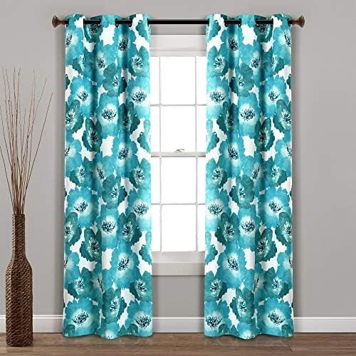 Floral Sheer Curtains, Polyester, 52" x 84", Pair