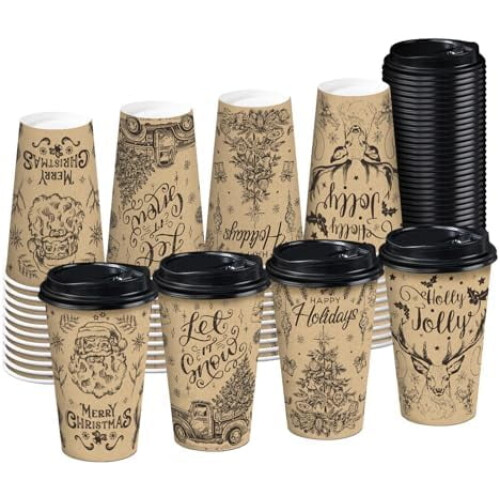48er-Packung Einweg-Pappbecher (473 ml) mit Deckel