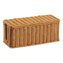 Boîte de rangement pour câbles en jacinthe d'eau tressée à la main avec couvercle, 2 fentes latérales, compatible avec les multiprises pour