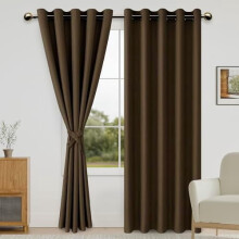 Blackout Curtains with Tiebacks 42x63 in Brown Set of 2