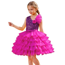 Blumenmädchenkleid Karneval Blumen Spitze Kurze Ärmel Midikleid Hochzeit Party Abendfest Formal Festzug Tanzkleid Lila