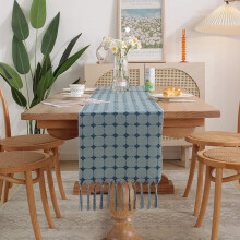 Tischläufer aus Makramee-Baumwolle, 13 x 72 Zoll, rustikale Boho-Herbst-/Erntedankdekoration mit Quasten für Ess- und Wohnzimmer im Landhausstil