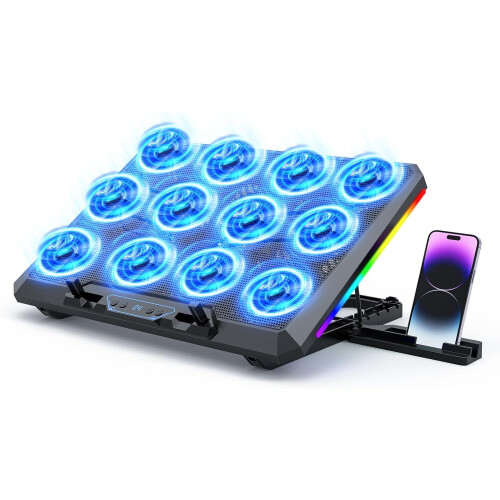 Base di raffreddamento per laptop con 12 ventole silenziose e 5 altezze
