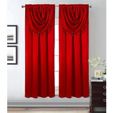 Red Window Panel with Attached Valance 42 x 84 in
