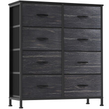 EDX 8 Drawers Fabric Dresser, TV Cabinet Sideboard, Drawer Cabinet, Organization Furniture for Kitchen, Office, Hallway, Charcoal Black Wood Grain