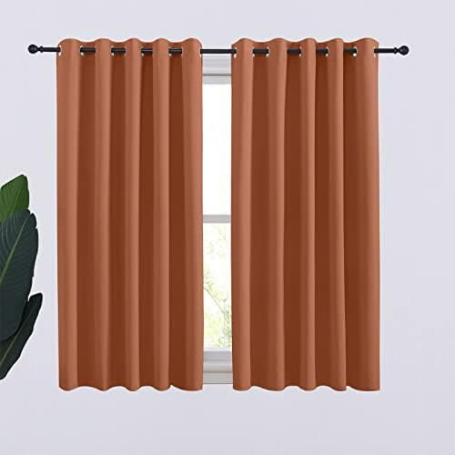 Burnt Orange Blackout Curtains with Silver Grommets, 34" x