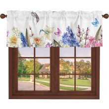 Cantonnière de cuisine, rideaux courts marron à œillets, motif gnome café, pour chambre ou salle de bain, 2 panneaux, 70 cm de large x 61 cm de