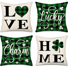 Housses de coussin Clover Ă carreaux verts et noirs, 40 x 40 cm