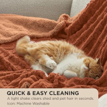 Gentlesoft Sherpa Fleece Throw Blanket – Fluffy Cable Jacquard, 50x60", Orange, Warm Winter & Christmas Gift