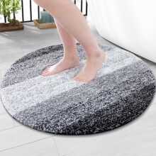 Tapete de banheiro felpudo de microfibra preto redondo 76 x 76 cm
