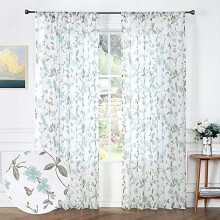 Sheer Floral Curtains 54x45 in, Yellow Flowers &