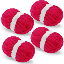 Hilo de chenilla grueso para tejer a crochet y a dos agujas mantas – Hilo grueso, esponjoso y jumbo, paquete de 4 (28 yardas/ovillo, 8 oz)