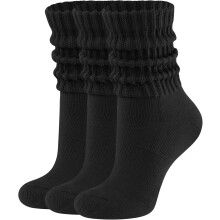 Dame Scrunch Crew Sokker Retro Bløde Bomuld Hyggelige Slouchy Sokker til Sneakers Støvler 3 Par