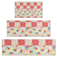 Floral Kitchen Rug Set of 3 – Non-Slip, Washable,