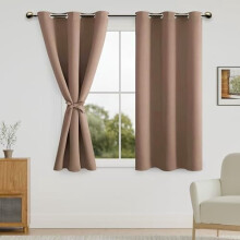 Rideaux occultants pour chambre à coucher avec embrasses – Occultants, à œillets, 42 x 54 pouces, cappuccino, lot de 2 (compatibles avec les